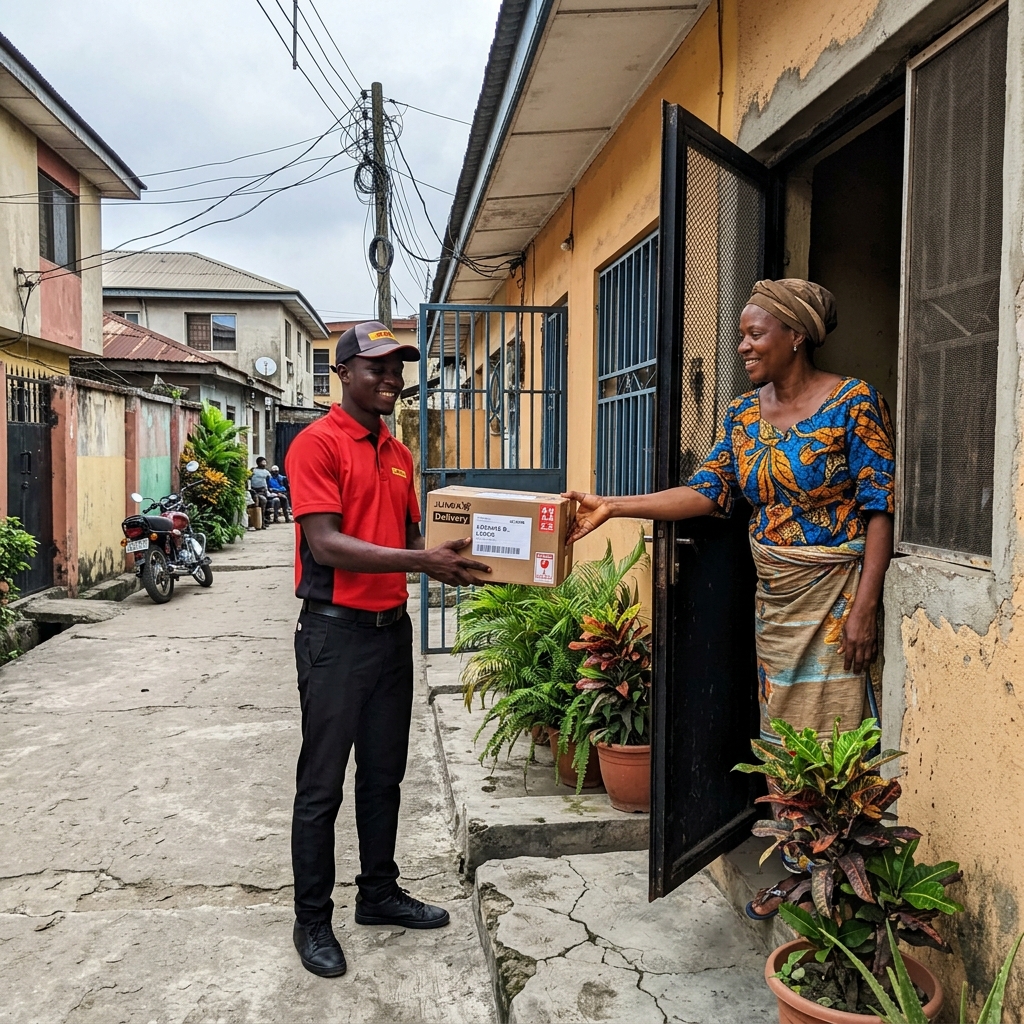 Happy buyer receiving order